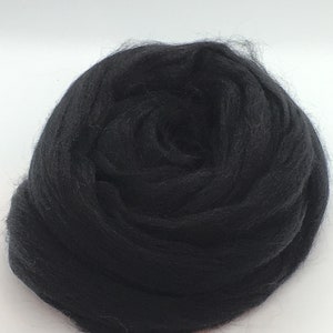 Black Wool Top Roving Fiber  - Spin into Yarn, Needle Felt wet felt, knit, weave, all Crafts - Australian Merino