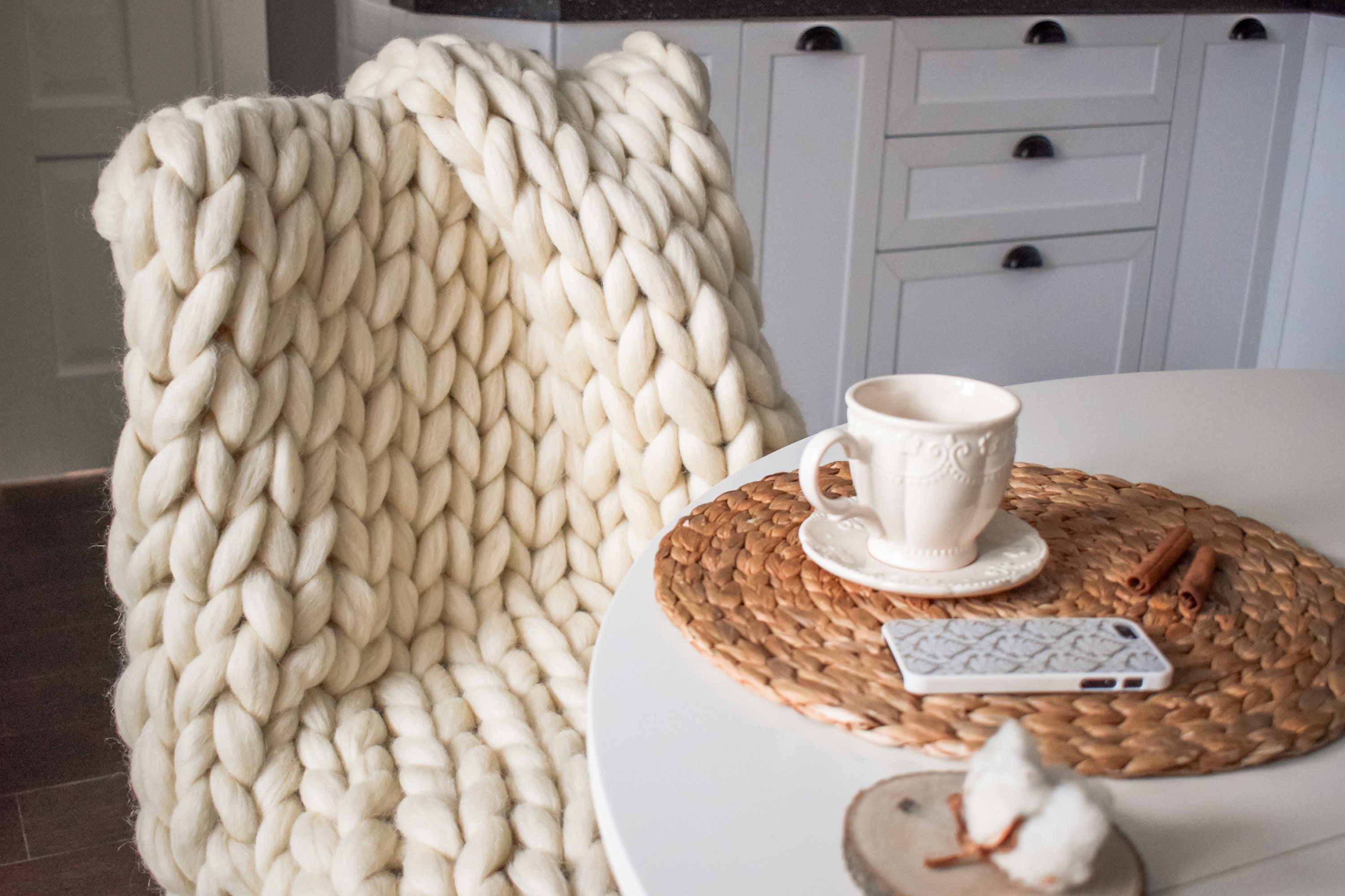 Chunky knit Merino wool blanket from ShepsWool for the woman who's always cold