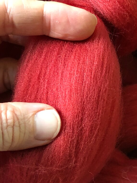 Cayenne Red Wool Top Roving Spin Into Yarn, Needle Felt Wet Felt