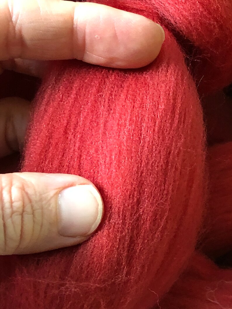 Cayenne Red Wool Top Roving Spin into Yarn, Needle Felt wet felt all Crafts image 4