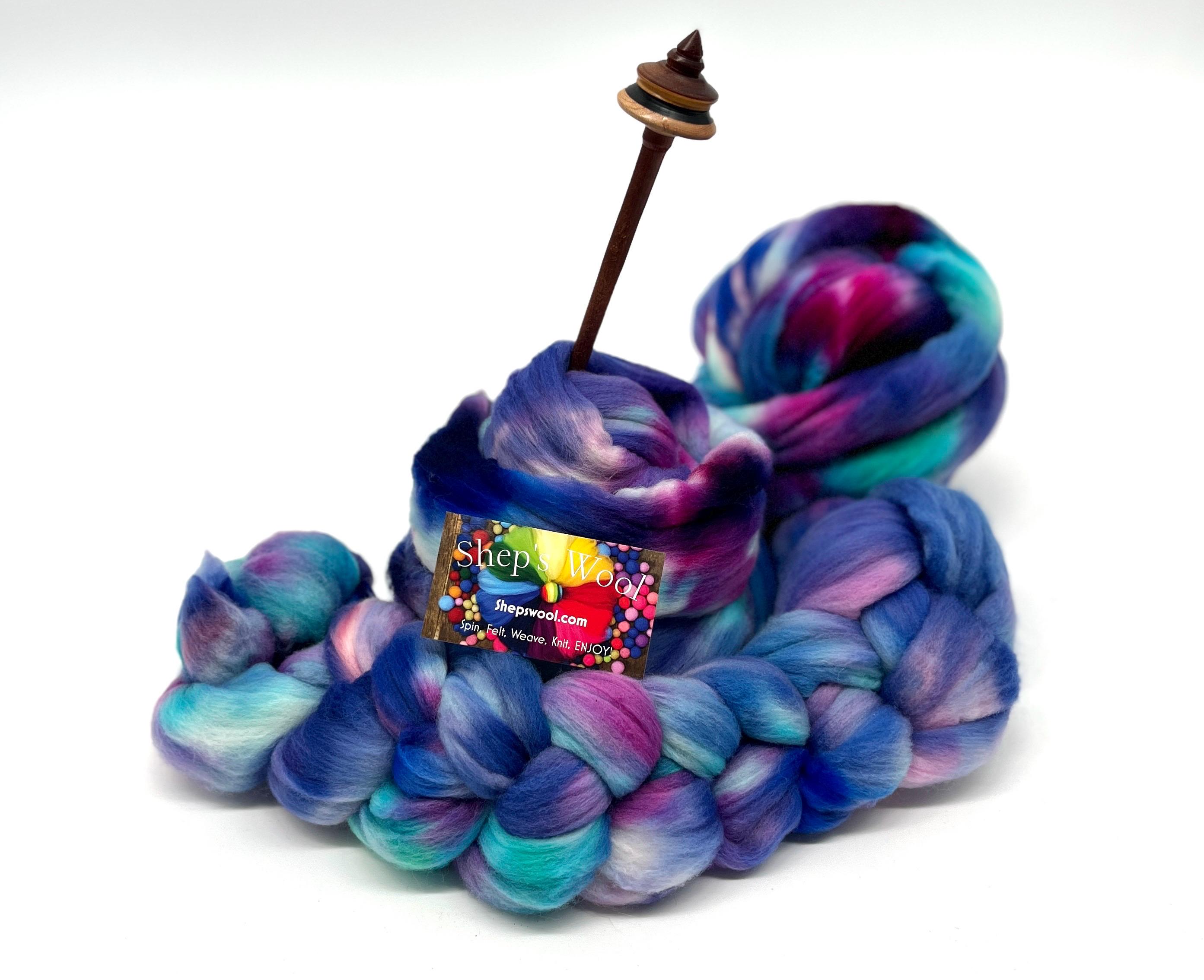 Starry Night Merino Wool Roving: Hand-Dyed Superfine Spin Fiber