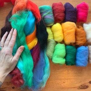 Felting/Spinning Wool Roving SAMPLER, Spin Fiber, Spin Wool, Felting Wool, Needle Felt, Wet Felt, Craft Wool, Weaving Tapestry 4 OZ Bag