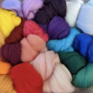 Wool Roving Multi Color Assortment Bag for Felting Crafts and/or Spinning into Yarn