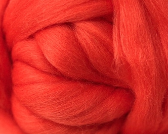 Coral Merino Wool Roving: Red Felting Fiber, Spinning, Weaving