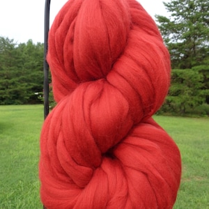 Cayenne Red Wool Top Roving Spin into Yarn, Needle Felt wet felt all Crafts image 1