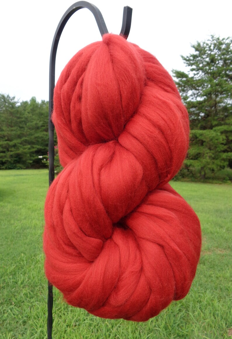 Cayenne Red Wool Top Roving Spin into Yarn, Needle Felt wet felt all Crafts image 1