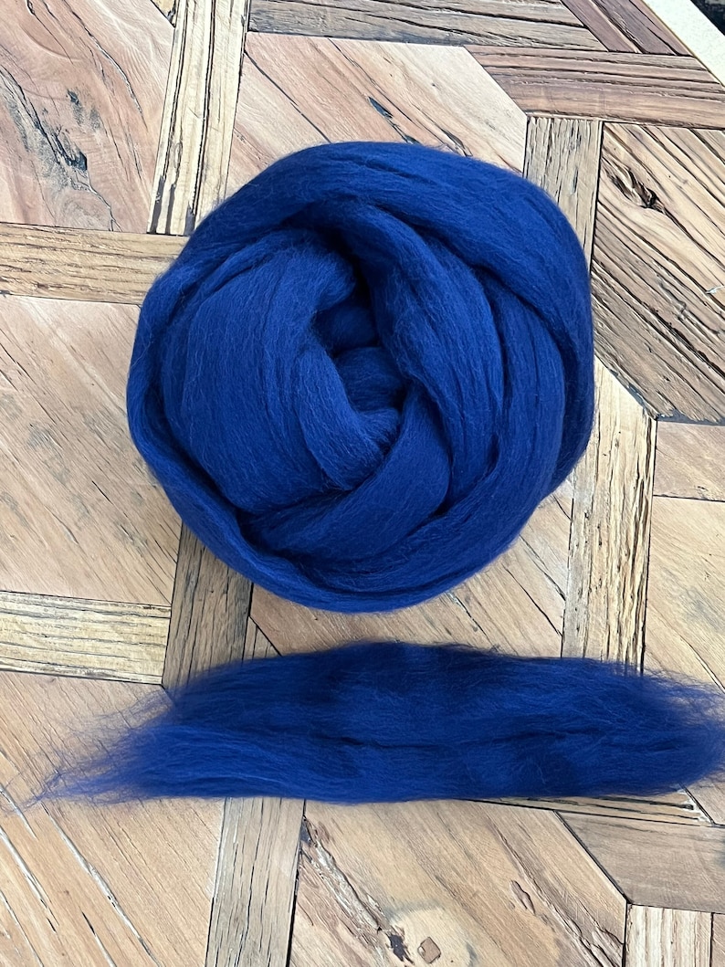 Navy Blue Wool Roving for Felting and Spinning into Yarn image 1