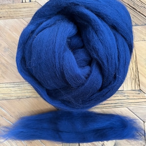 Navy Blue Wool Roving for Felting and Spinning into Yarn image 2