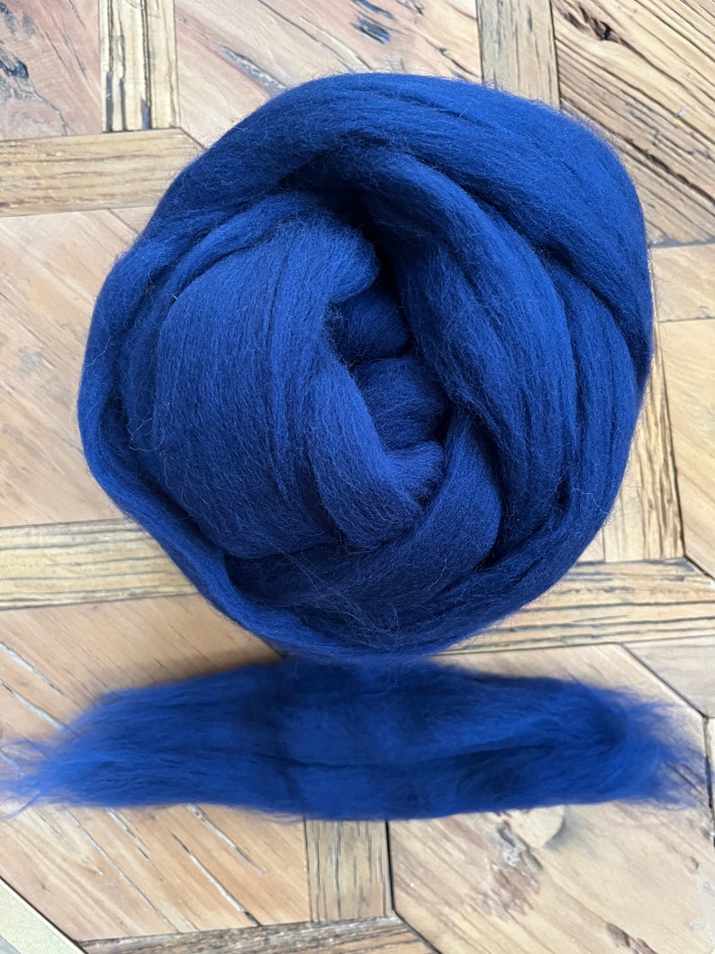 Navy Blue Wool Roving for Felting and Spinning into Yarn image 2