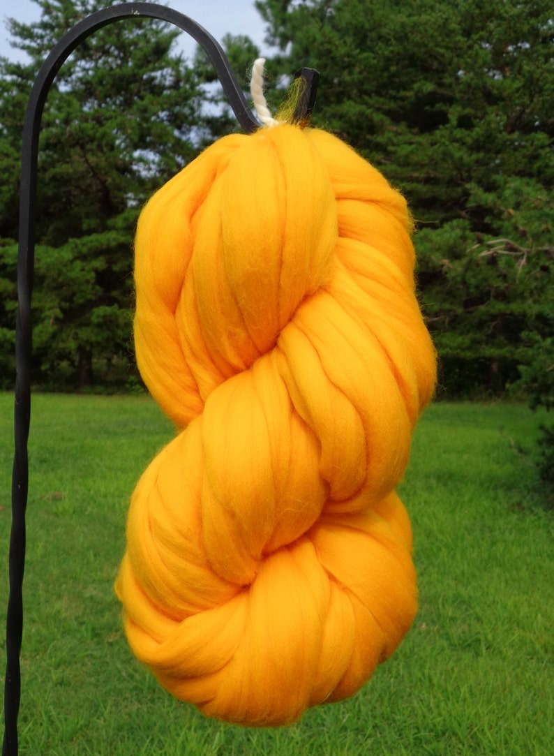 Wool Roving, Golden Yellow Wool Roving, wool top, Merino wool Spin into Yarn, Needle Felt wet felt all Crafts image 2