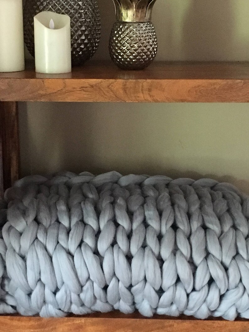 Chunky Knit Blanket Wool 60x 80 QUEEN Blanket Etsy