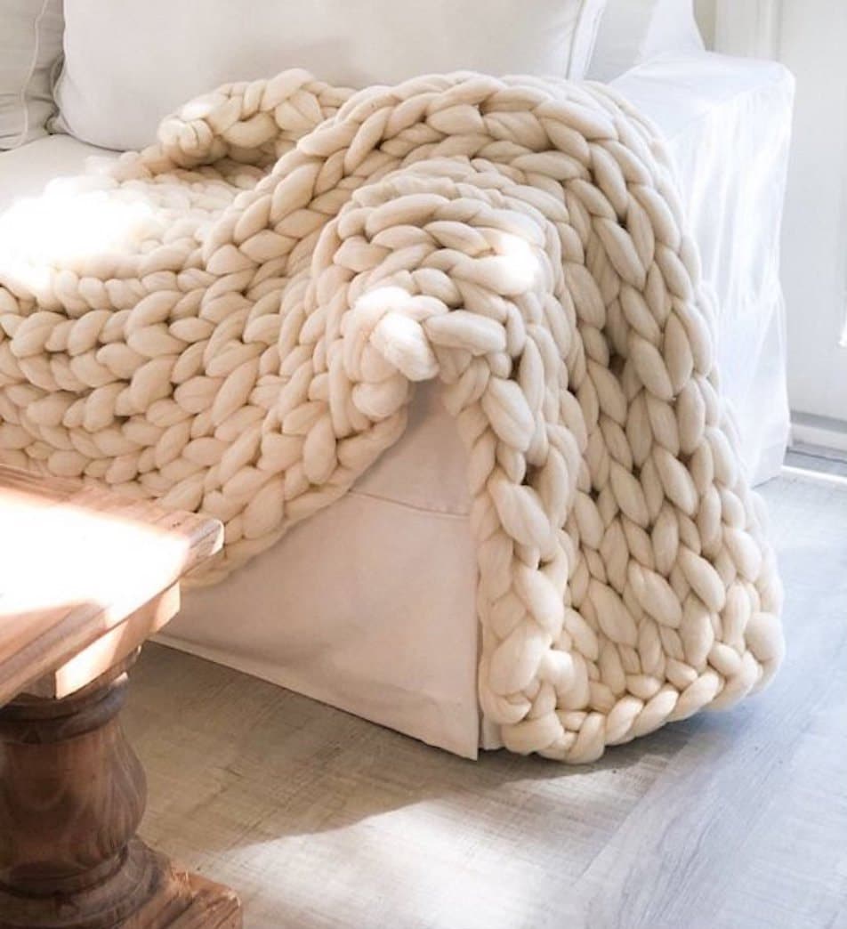 Large Chunky Knit Blanket Chunky Throw in Ivory Chunky Knit Etsy UK