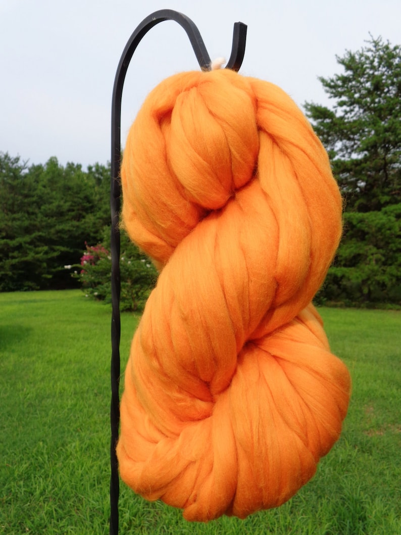 Clementine Orange Merino Wool Too Roving Spin Into Yarn Etsy
