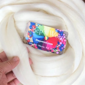 1lb Natural White Wool Roving: 24 Micron Fiber for Spinning & Felting