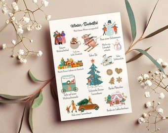 Postcard winter bucket list | greeting card | Map