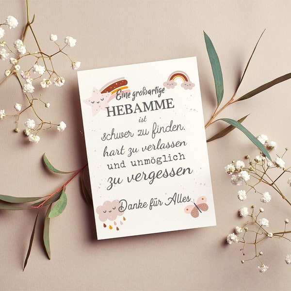 Postkarte Hebamme | Grußkarte | Danke | Geburt