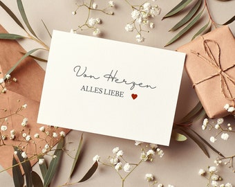 Postkarte Von Herzen | Alles Liebe | Grußkarte | Karte