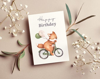 Carte postale anniversaire renard | carte de voeux | Carte