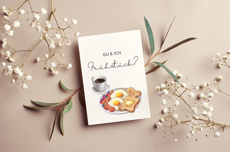 Postkarte Frühstück Grußkarte Einladung Bild 1