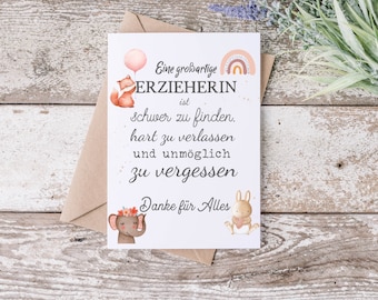 Postkarte Erzieherin | Grußkarte | Geschenk | Danke | Kindergarten