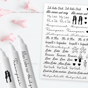 Kerzentattoos Hochzeit - Digital - PDF zum Ausdrucken auf Wasserschiebefolie - Kerzen dekorieren