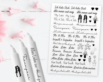 Candle tattoos wedding - digital - PDF for printing on water slide film - decorate candles