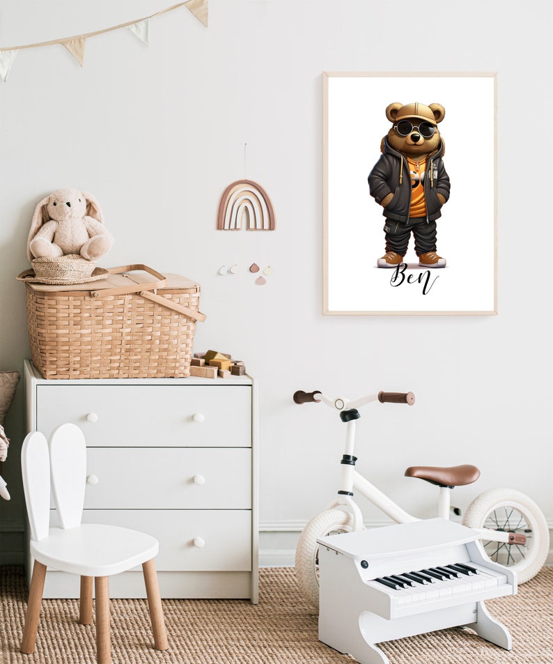 Poster bear personalized Children's room Image Animals birth image 3