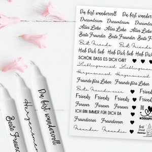 Kerzentattoos Beste Freundin | Digital | PDF zum Ausdrucken auf Wasserschiebefolie  |Kerzen dekorieren