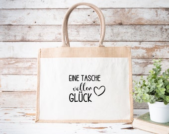 Jutetasche groß eine Tasche voller Glück | Tasche | Bag | Geschenk | Shopper