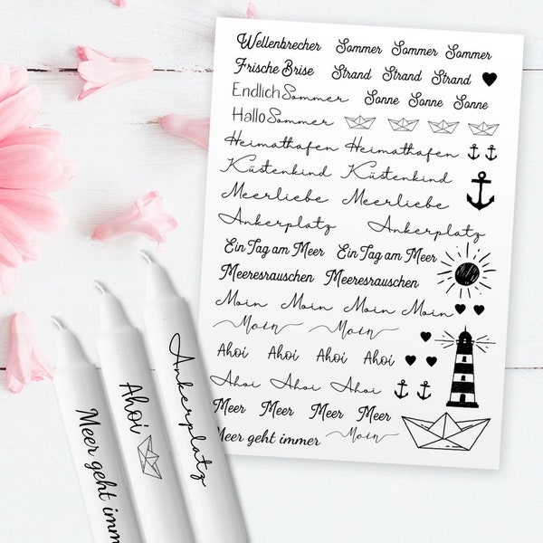 Candle Tattoos Maritime | Digital | PDF for printing on water slide film | Decorate candles