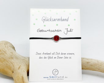 Pulsera de la suerte con piedra natal de julio | cumpleaños | Pulsera | Amuleto de la suerte