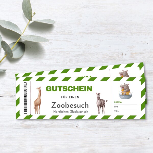 Gutschein digital Zoobesuch | Geschenk | PDF | Download | Zoo