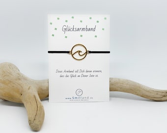 Glücksarmband Welle rund goldfarben | Maritim | Glücksbringer | Geschenk