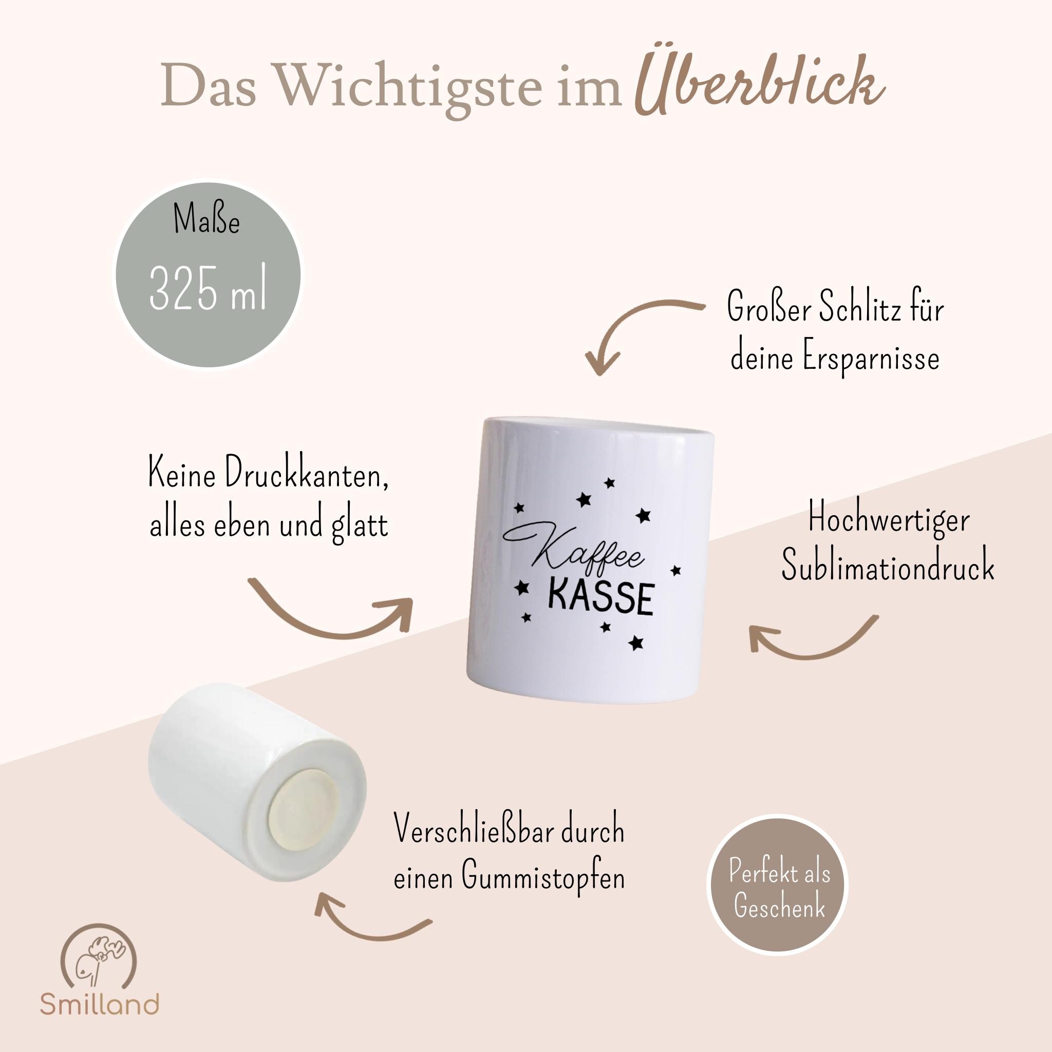 Spardose 'Kaffeekasse' – Keramik, Mit Gummipfropfen, Für Trinkgeld Oder Büro-Kaffeekasse