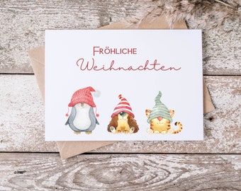 Postcard Merry Christmas | gnome | Greeting card | Map