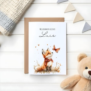 Postkarte Baby Fuchs | Willkommen | Karte zur Geburt | Grußkarte