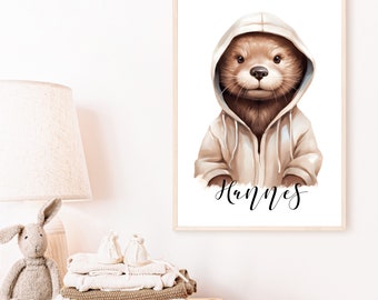 Affiche Loutre personnalisée | Chambre d'enfants | Images | Animaux | naissance