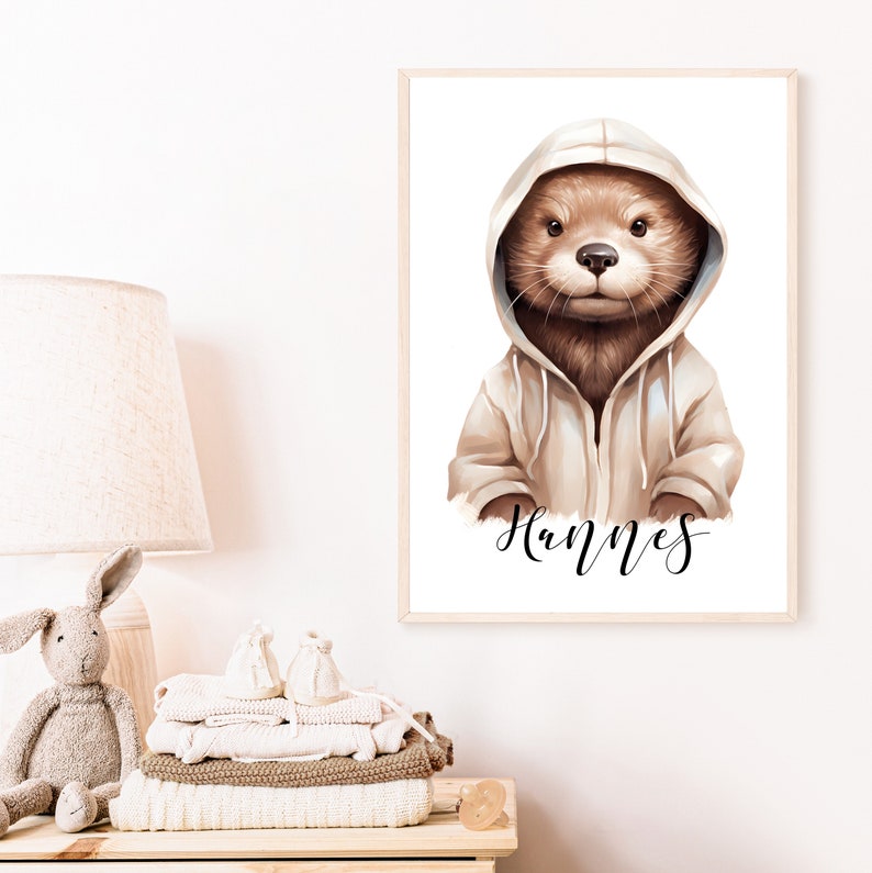 Poster Otter personalized Children's room Image Animals birth image 1