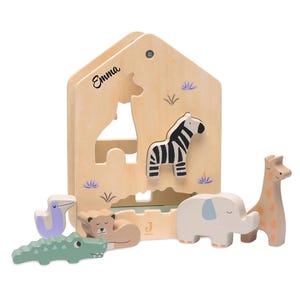 Holzspielzeug Dschungel I Tiere I Holz I Puzzle Geschenk I Kindergeburtstag I Taufe I Geburt I personalisiert I Sortierbox