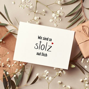 Postkarte Wir sind so stolz auf Dich | Grußkarte | Prüfung