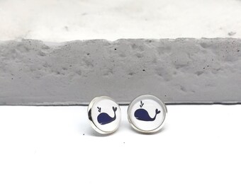 Stud Earrings Whale | cabochons | connector | Earrings | Jewelry