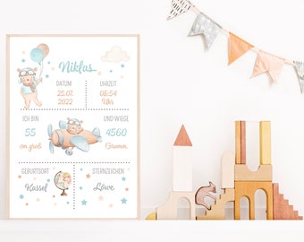 Poster Birth | plane | Personalized | babies | wall decoration | Picture
