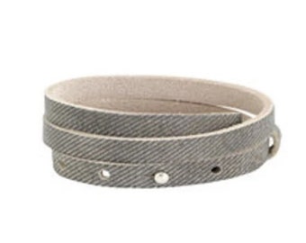 Leather strap with triple gray stripes
