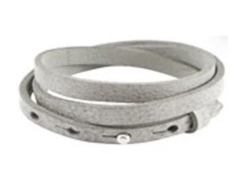 Bracelet cuir triple Gris Clair