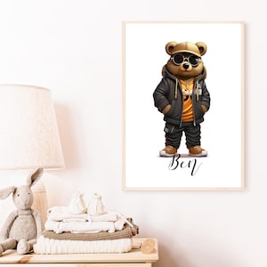 Poster bear personalized Children's room Image Animals birth image 1