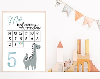 Poster Geburtstagscountdown Dino | Geburtstag | Kindergeburtstag