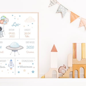 Poster Geburt | Geburtsposter | Bild | Weltraum | Baby
