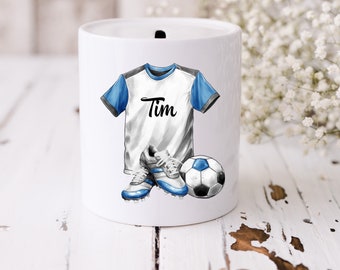 Spardose personalisiert | Geschenk | Taufe | Geburtstag | Taschengeld | Fussball