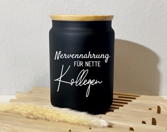 Vorratsdose Nervennahrung für nette Kollegen | Glas | Vorratsglas | Geschenk | Keksdose