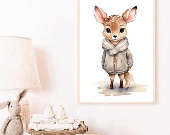 Poster deer | Children's room | Image | Animals | birth